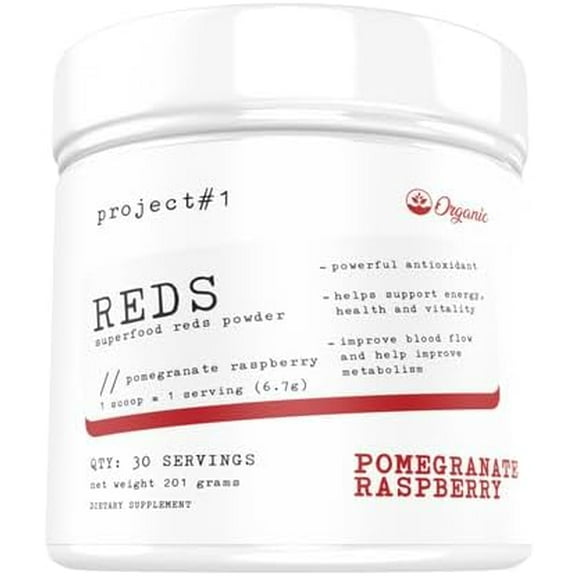 Project #1 Superfood Reds: Antioxidant Energy Boost, Pomegranate Raspberry, 30 Servings