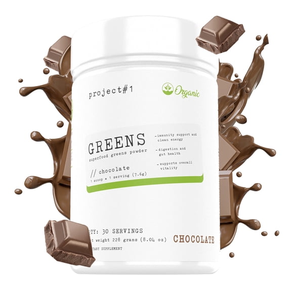 Project 1 Nutrition Greens Chocolate Flavor Gluten-Free Immune System Support 30 Servings