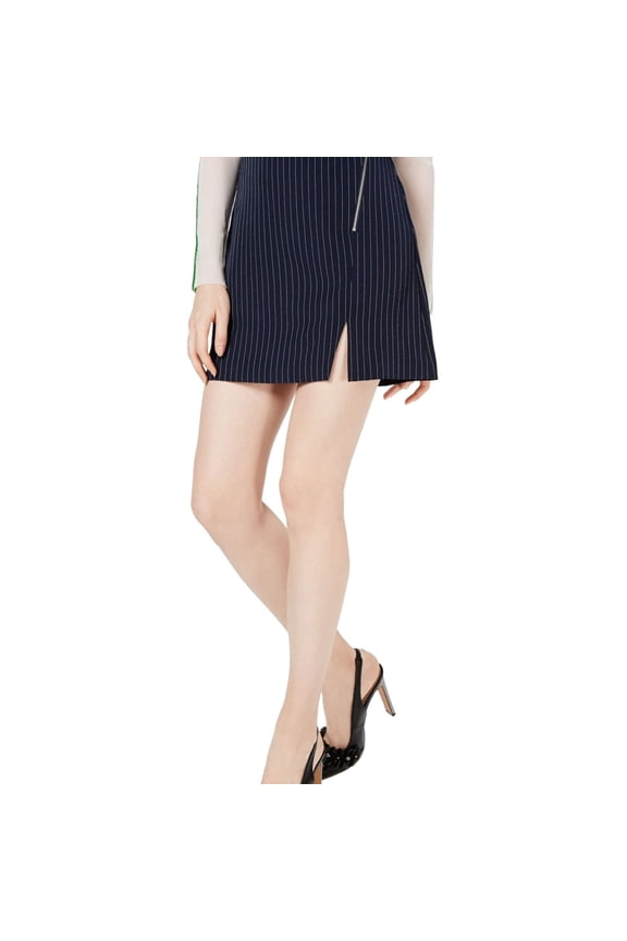 Pinstriped Mini Skirt Blue L