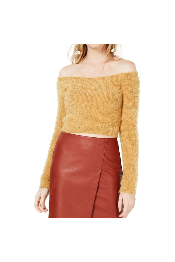 Project 28 Womens Eyelash Pullover Sweater, Yellow, Large