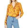 thumbnail image 1 of Project 28 Womens Faux Wrap Knit Blouse, Yellow, Large, 1 of 2