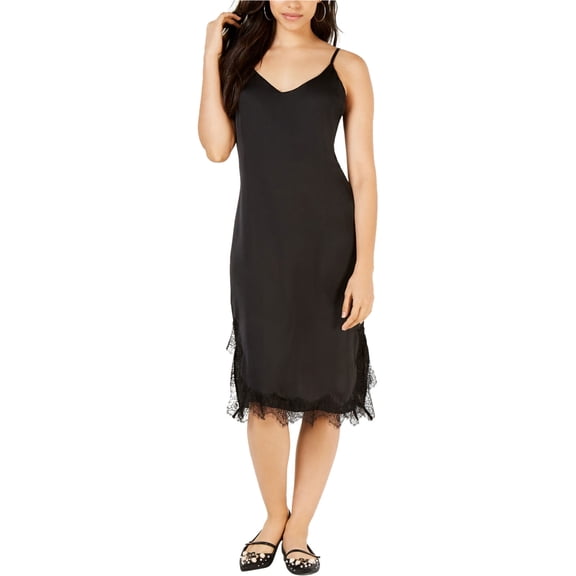 Project 28 Womens Lace-Trim Slip Dress, Black, Large