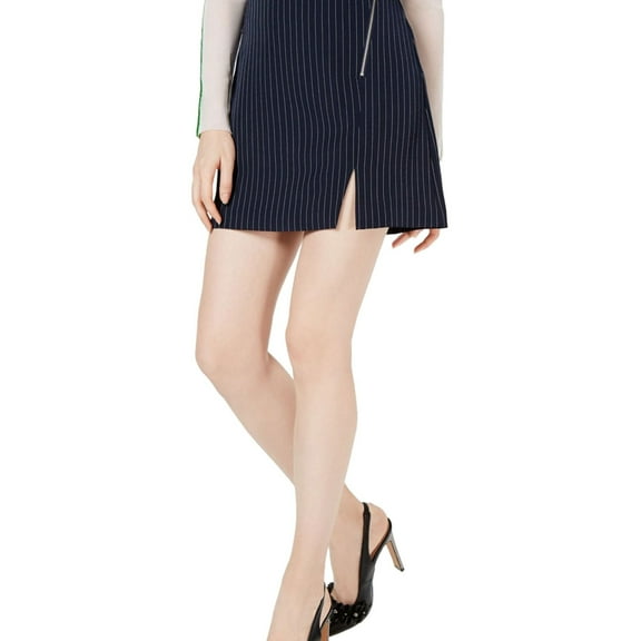 Project 28 Womens Pinstriped Mini Skirt, Blue, X-Large