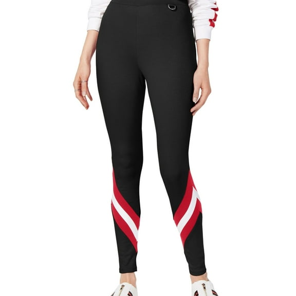 Project 28 Womens Striped Casual Leggings, Black, Small