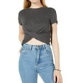thumbnail image 1 of Project 28 Womens Twist-Front Crop Top Blouse, Black, Small, 1 of 1