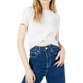 thumbnail image 1 of Project 28 Womens Twist-Front Crop Top Blouse, White, Large, 1 of 2