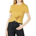 thumbnail image 1 of Project 28 Womens Twist-Front Crop Top Blouse, Yellow, Small, 1 of 1
