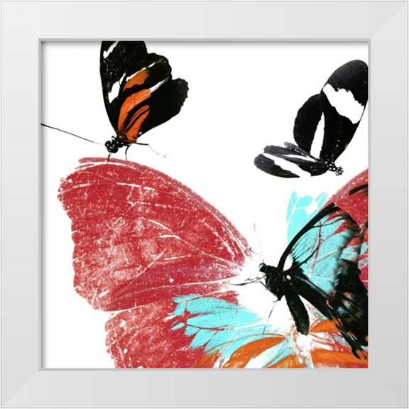 Project, A. 12x12 White Modern Wood Framed Museum Art Print Titled - Butterflies Dance IX
