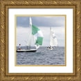 thumbnail image 1 of Project, A. 26x26 Gold Ornate Wood Framed with Double Matting Museum Art Print Titled - Water Racing II, 1 of 4