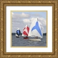 thumbnail image 1 of Project, A. 26x26 Gold Ornate Wood Framed with Double Matting Museum Art Print Titled - Water Racing I, 1 of 4