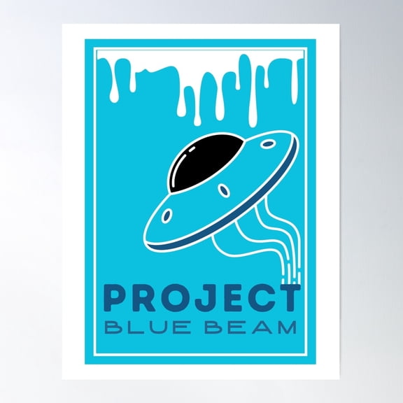 Project Blue Beam Sticker And Artwork Illustration For All Alien, Ufo And Spaceship Lovers Poster Wall Art, Modern Wall Decor For Living Room Bedroom, 16x24 UNFRAMED