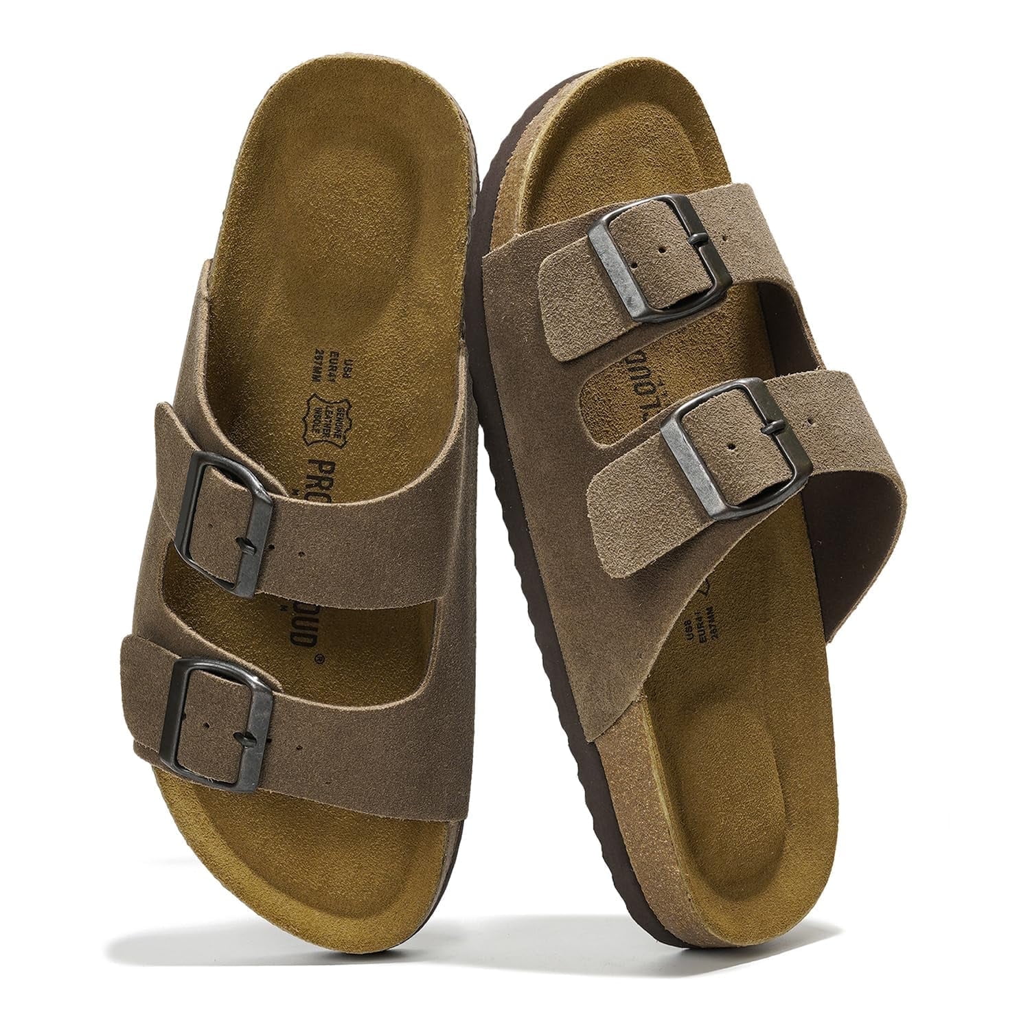 Project Cloud Mens Sandals 100% Genuine Leather with Memory Foam - Flip Flops for Men