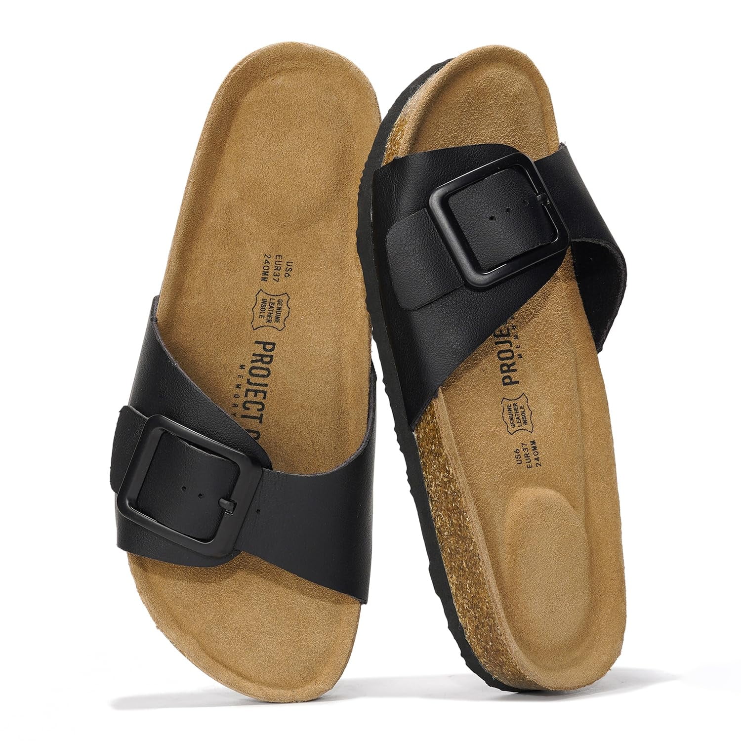 【NONCODE】Formi Ribbon Leather Platform Slippers Project Cloud 100% Genuine Leather w/ Memory Foam Big Buckle