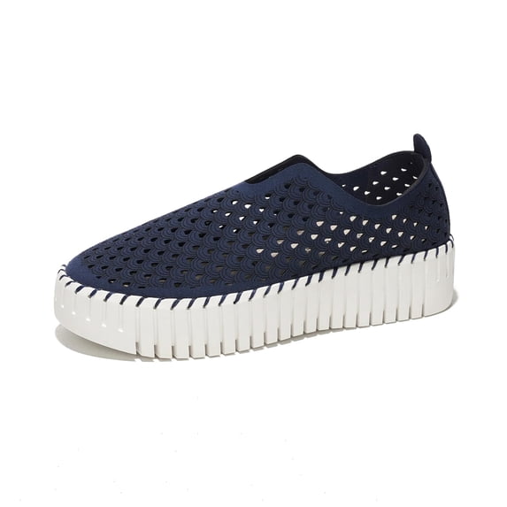 Project Cloud Platform Sneakers for Women - Lightweight Shoes for Women - Slip-On Womens Shoes, Non Slip Work Shoes Women, Leather Insole Walking Shoes Women Footwear (Daffodil, Blue, 8.5)
