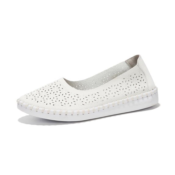 Project Cloud Women Flats - Shoes for Woman w/ Flexible Outsole Loafers for Women & Slip on Sneakers for Women w/ Memory Foam Insole, Sockless Wear & Machine Wash Women Footwear (Petunia,White,10)