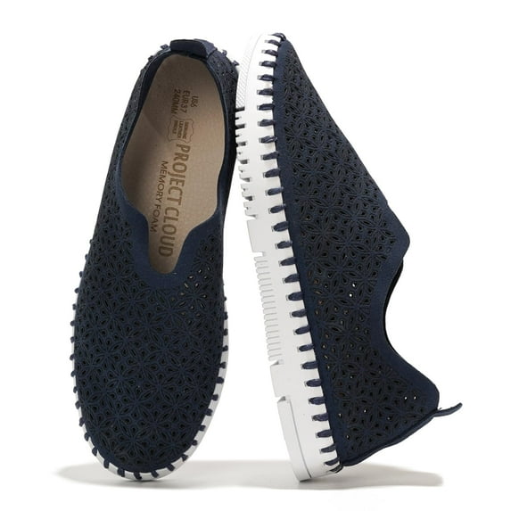 Project Cloud Women's Slip-On Sneakers, Memory Foam Loafers, Lightweight Shoes for Women (Rose)