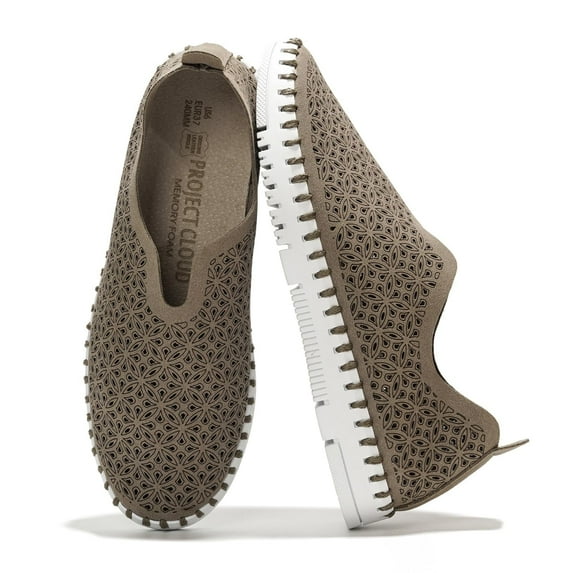 Project Cloud Women's Slip-On Sneakers, Memory Foam Loafers, Lightweight Shoes for Women (Rose)