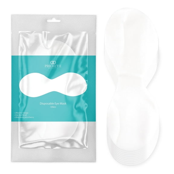 Project E Beauty 100 Count Disposable Eye Masks, Non-Woven Cotton Pads for Skincare and Under Eye Care