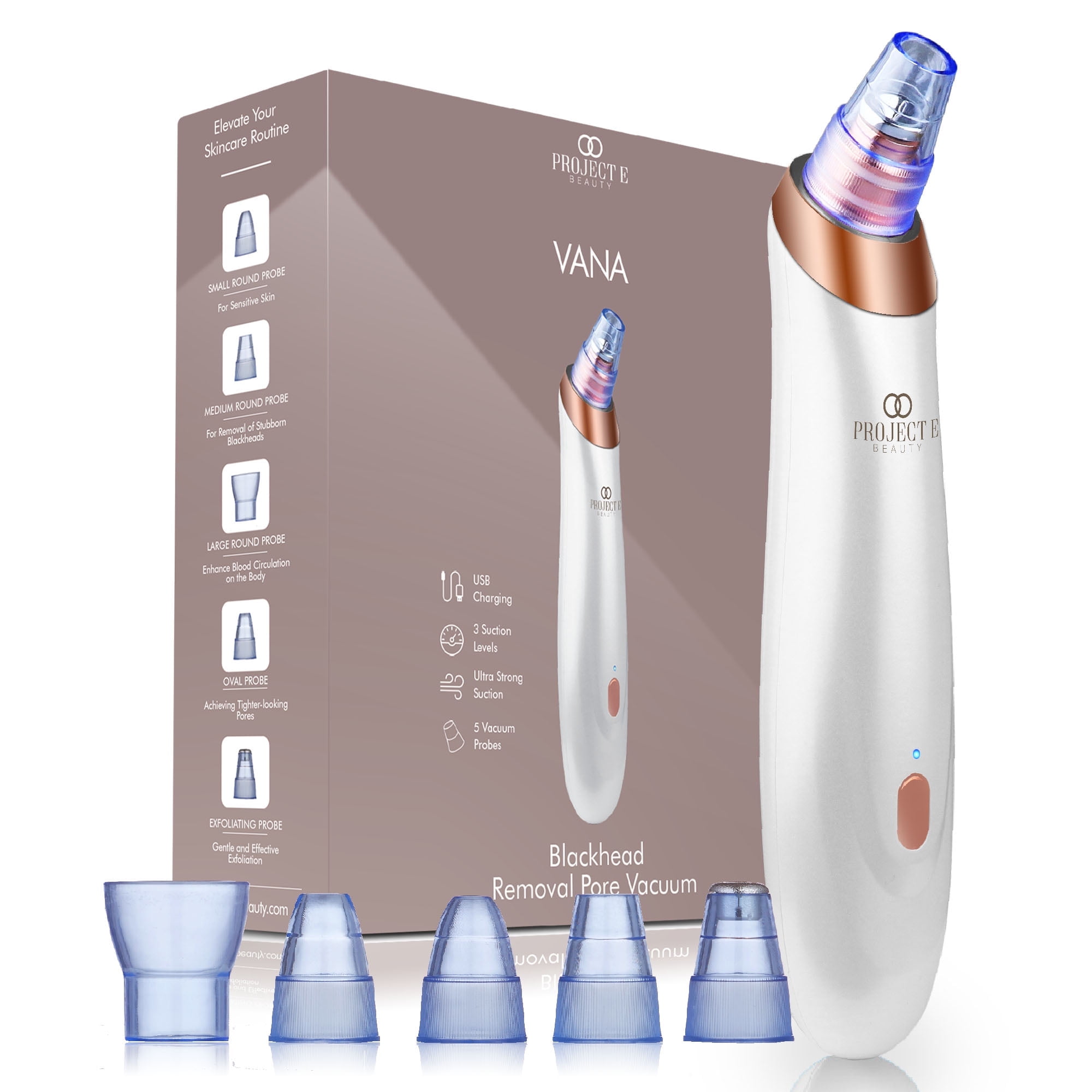 Project E Beauty Blackhead & Pore Vacuum Extractor with 3 Adjustable Suction Power
