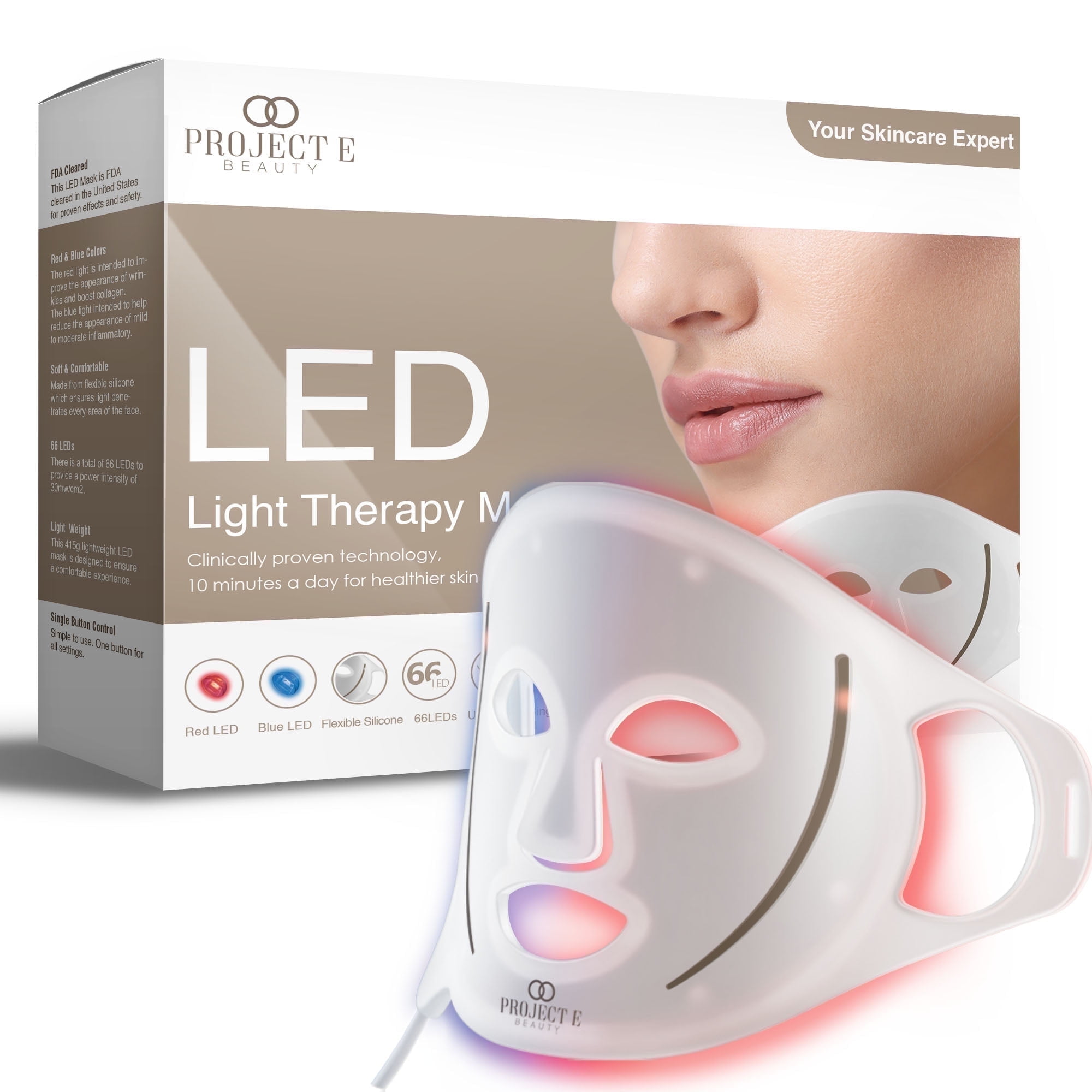 Project E Beauty LED Therapy Facial Mask | LightAura Flex | Anti