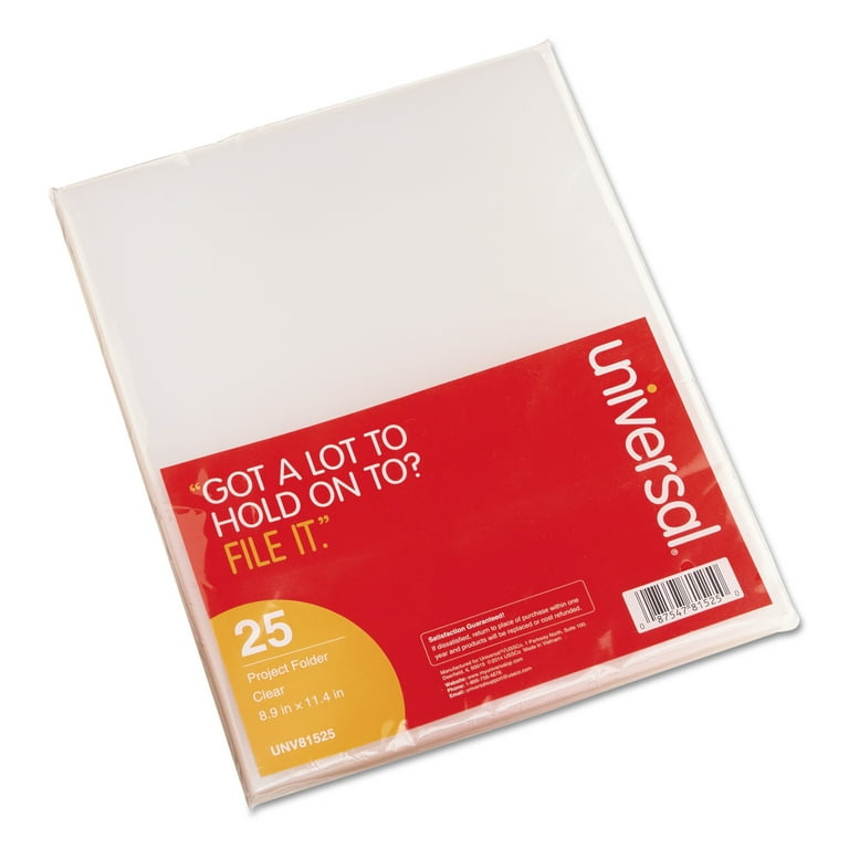 Project Folders, Letter Size, Clear, 25/Pack Project Folders, Letter Size, Clear, 25/Pack