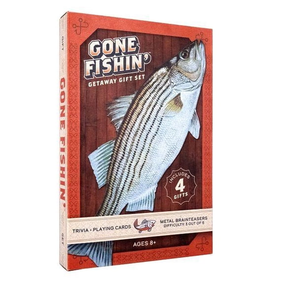 Project Genius - Gone Fishin' Getaway Gift Set - Playing & Trivia Cards Metal Puzzle