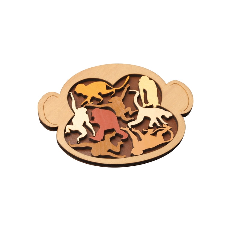 Project Genius Inc. Monkey Madness Puzzle - Laser-Cut Wooden Logic