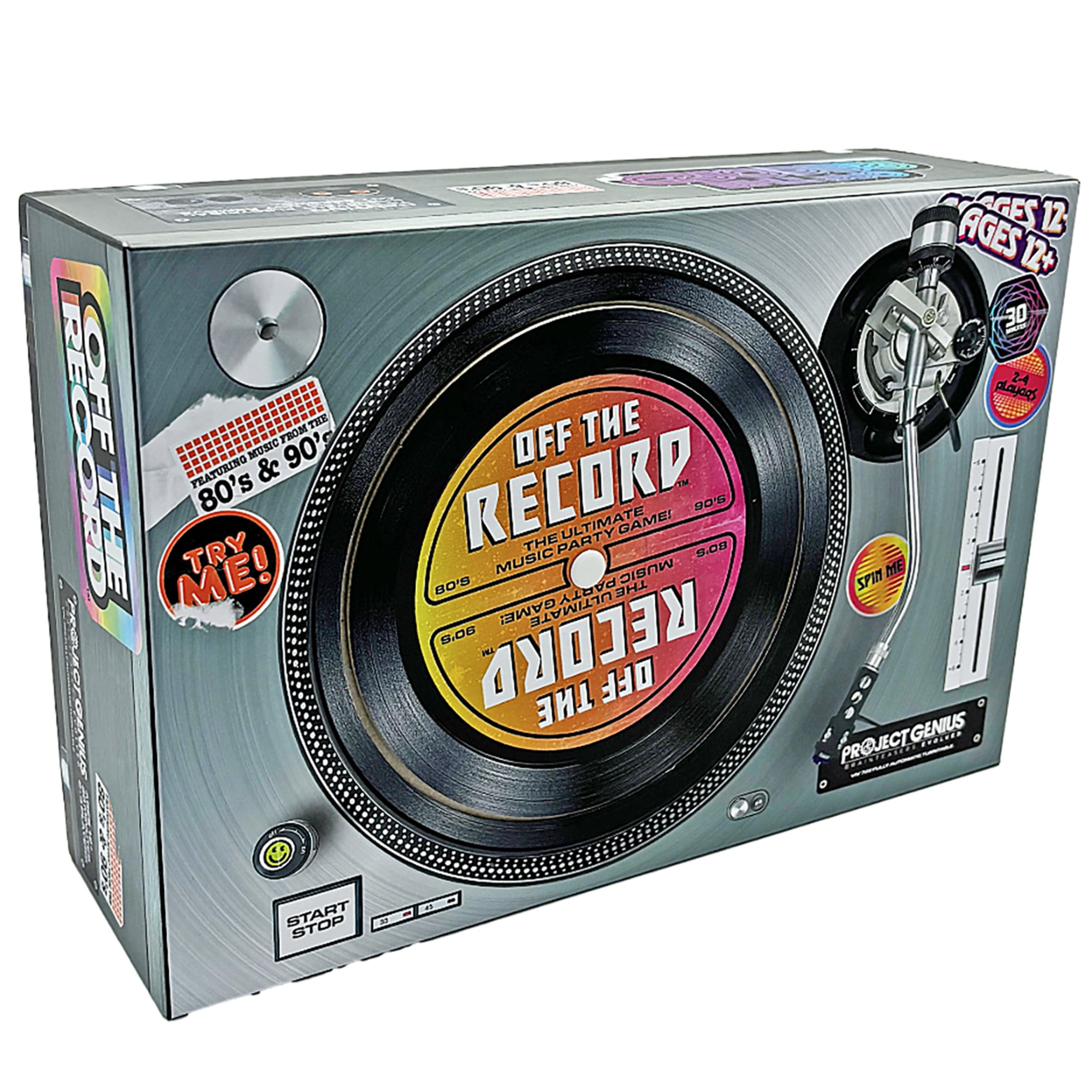 Project Genius: Off the Record - Party Game For 80's & 90's Music Fans, 4 Categories: Music Mashup, Trivia, Charades & Pictogram, Ages 12+, 4+ Players