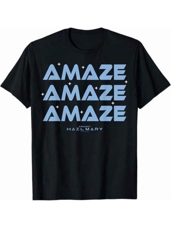 Project Hail Mary Amaze Repeat Typography Poster T-Shirt / Men's Rocky The Alien Distressed Portrait Casual Cotton Tee