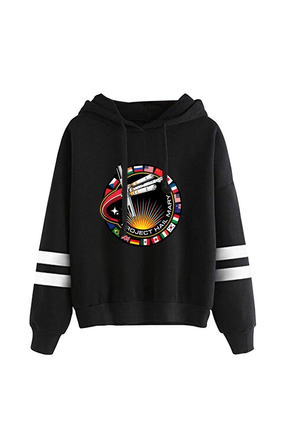 Project Hail Mary Movie Mission Patch Space Hoodie – Unisex Pocketless Pullover Sweatshirt, Casual Streetwear Top for Sci-Fi Movie Fans Gift Merch