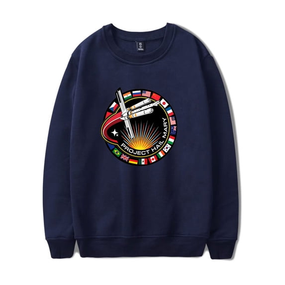Project Hail Mary Movie Mission Patch Space Sweatshirt – Unisex Long Sleeve Crewneck Pullover , Casual Streetwear Top for Sci-Fi Movie Fans Gift Merch