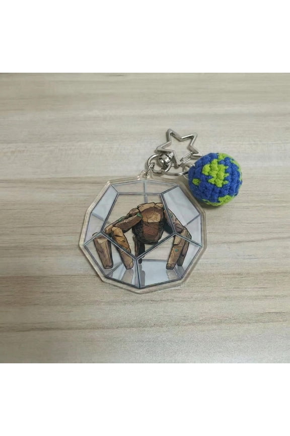 Project Hail Mary Rocky Acrylic Keychains with Earth Crochet | Rocky Keychains | Amaze fan art | Mini Grace Figurine (1 keychain)