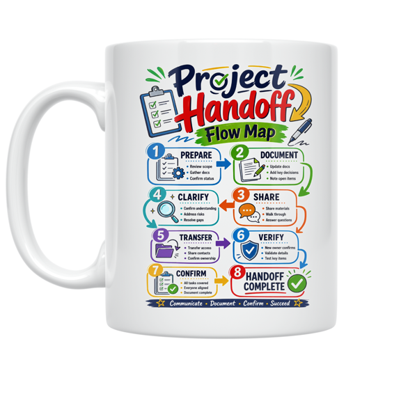 Project Handoff Flow Map Design - Team Collaboration - 11 oz Ceramic Coffee Mug