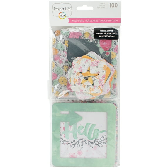 Project Life Journaling Cards 100/Pkg-Inked Rose