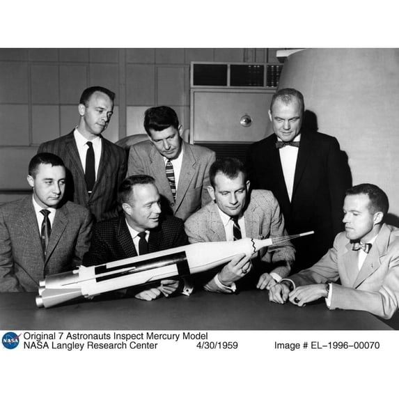 Project Mercury Astronauts Inspect Mercury Model After They Were Introduced To The American Public In April 1959. From