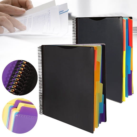 Project Organizer, Spiral Multi Pocket Folder Organizer, Multi-Subject Folder Notebook, Letter Size 12 Pockets 1Pcs