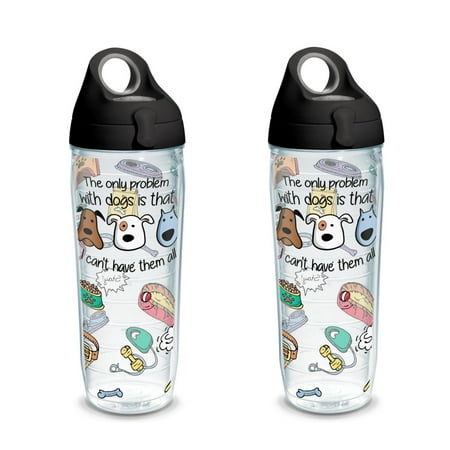 Project Paws Dog Problems 24 oz Water Bottle with Lid, 2 Pack