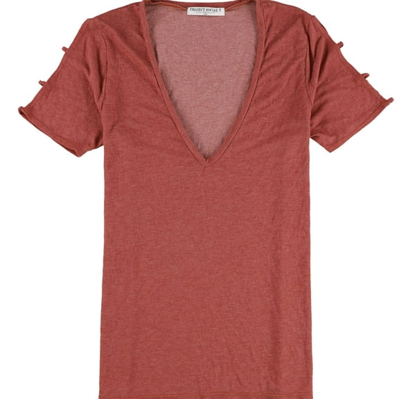 Project Social T Womens Cold Shoulder Basic T-Shirt, Red, Small