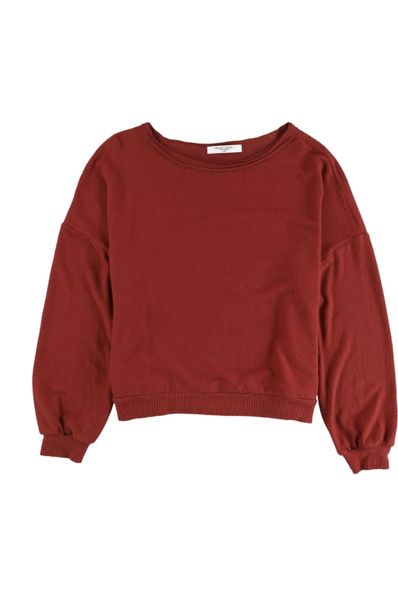 Womens Cozy Ribbed Accent Pullover Sweater, Red, Small