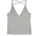 thumbnail image 1 of Project Social T Womens Criss Cross Tank Top, Grey, X-Small, 1 of 2