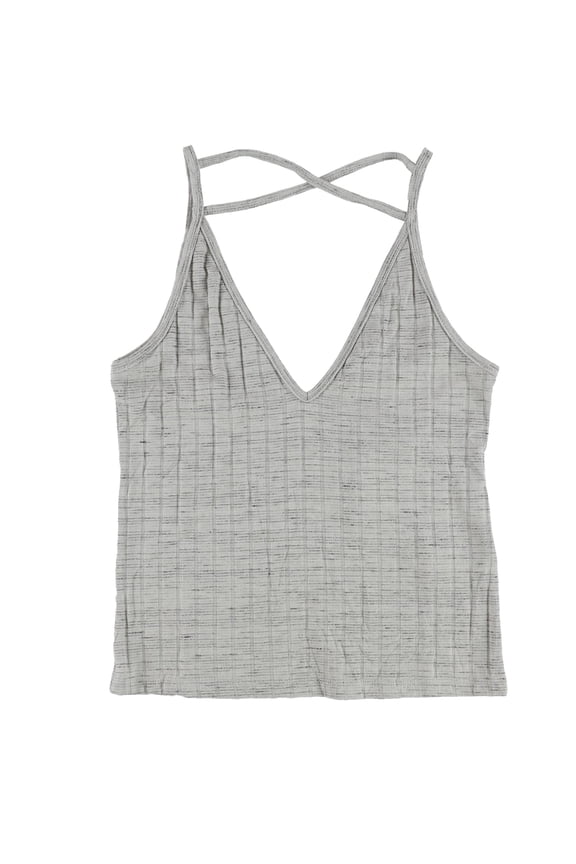 Womens Criss Cross Tank Top, Grey, X-Small