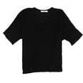 thumbnail image 1 of Project Social T Womens Double Stitch V-Neck Basic T-Shirt, Black, Small, 1 of 2