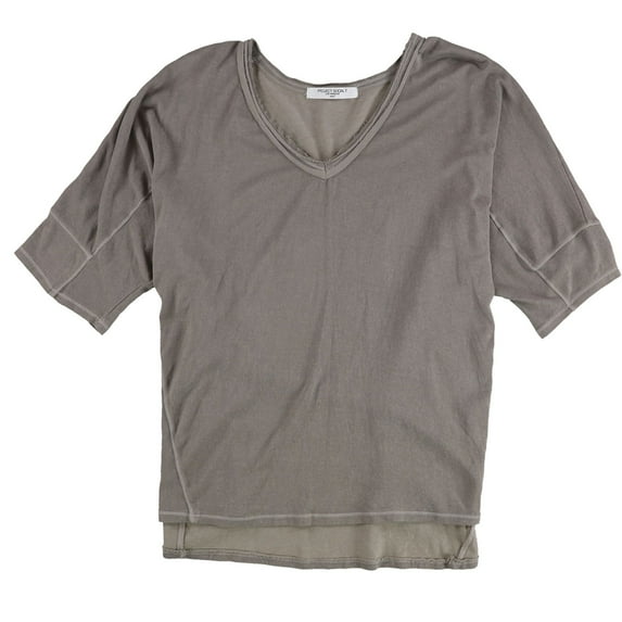 Project Social T Womens Double Stitch V-Neck Basic T-Shirt, Grey, Small
