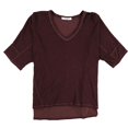 thumbnail image 1 of Project Social T Womens Double Stitch V-Neck Basic T-Shirt, Purple, Small, 1 of 2