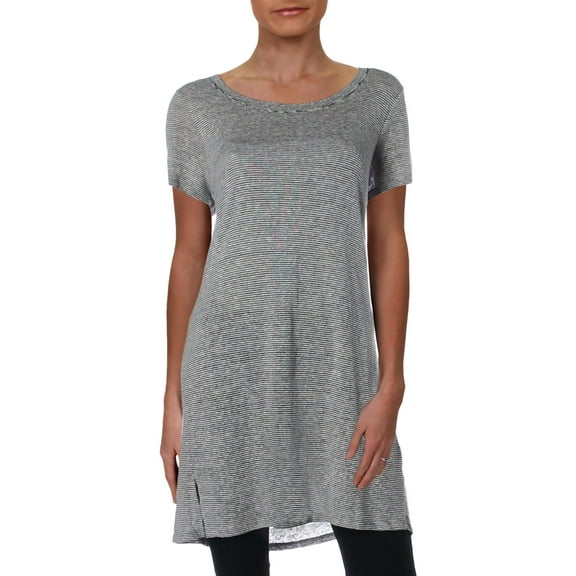 Project Social T Womens Knit Striped T-Shirt Dress Navy L