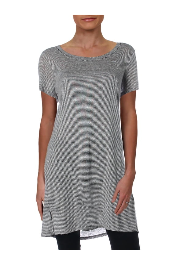 Womens Knit Striped T-Shirt Dress Navy L