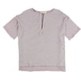 thumbnail image 1 of Project Social T Womens Relaxed Collar V-Neck Basic T-Shirt, Purple, Small, 1 of 2