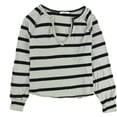 thumbnail image 1 of Project Social T Womens Relaxed Stripes V-Neck Graphic T-Shirt, Green, Small, 1 of 2