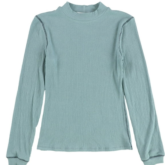 Project Social T Womens Ribbed Mock Neck Pullover Sweater, Blue, Small