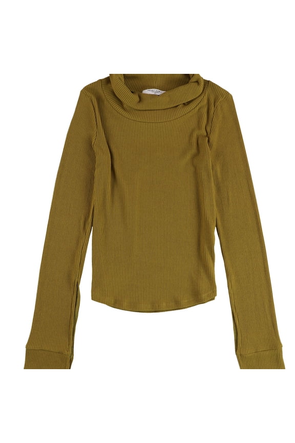 Womens Ribbed Split Sleeve Pullover Sweater, Yellow, Small